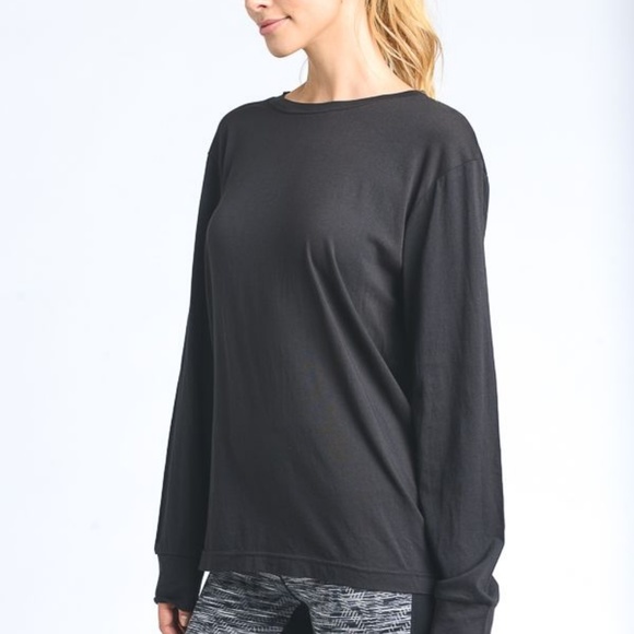 BLACK LONG SLEEVE STRAP BACK CUTOUT TOP - Picture 5 of 6